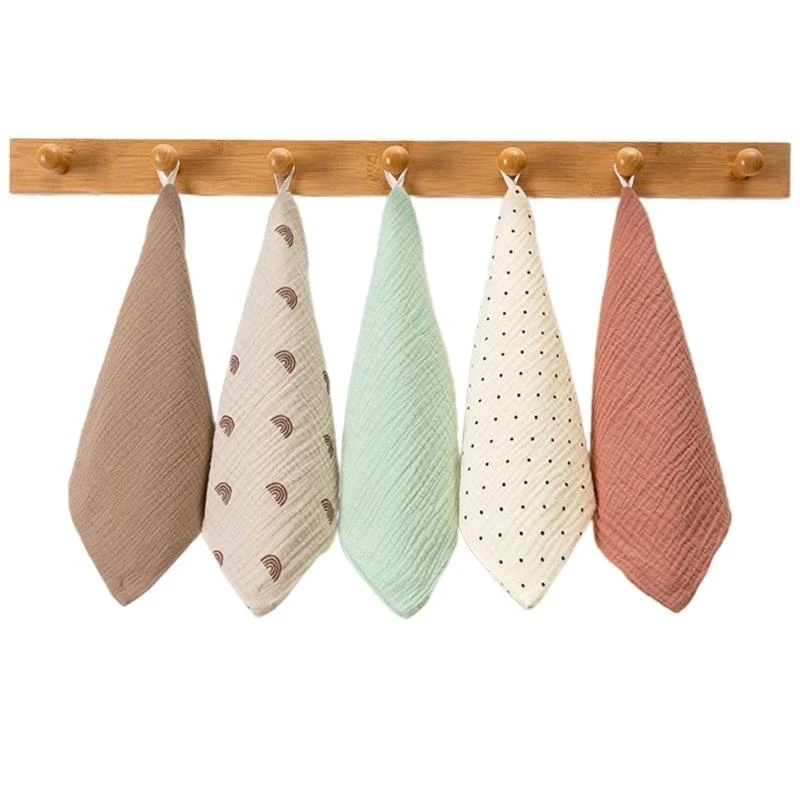 J15U 5 قطعة/المجموعة لطيف طباعة الطفل مريلة الأطفال الصغار منديل صغير لينة تنفس