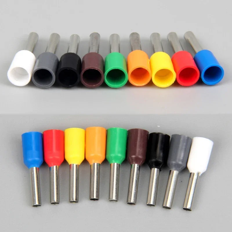 100PCS Electrical Cable Connectors Wire Terminal Ferrules Cord End Insulated Crimp Terminal Block E0508 E7508 E1008 E1508 E2508 image 5