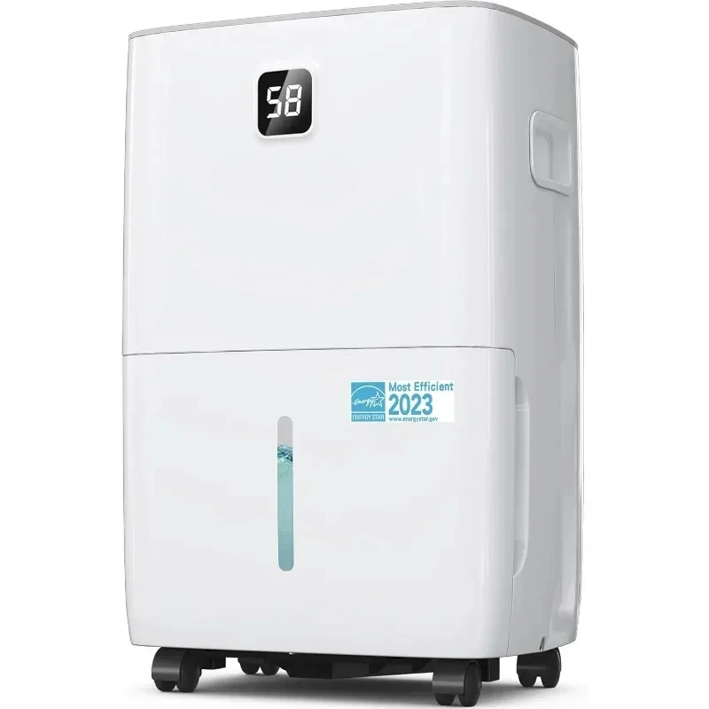 

Kesnos Dehumidifier for Home and Basement, with Drain Hose, Front Display and Water Tank, Automatic Defrost and Timer