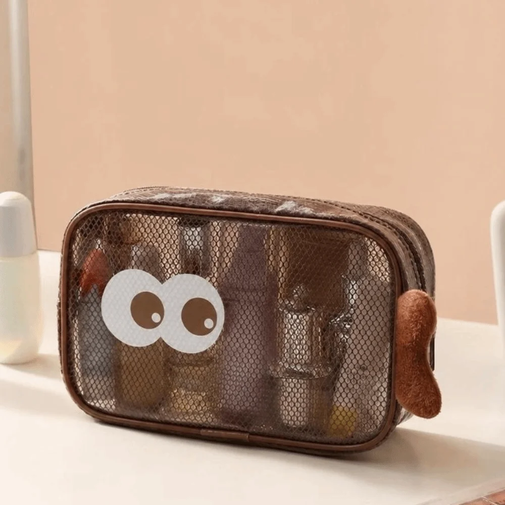 New Large Capacity Mesh Makeup Bag Handheld Transparent Make Up Organizer Case Zipper Waterproof Storage Pouch Travel