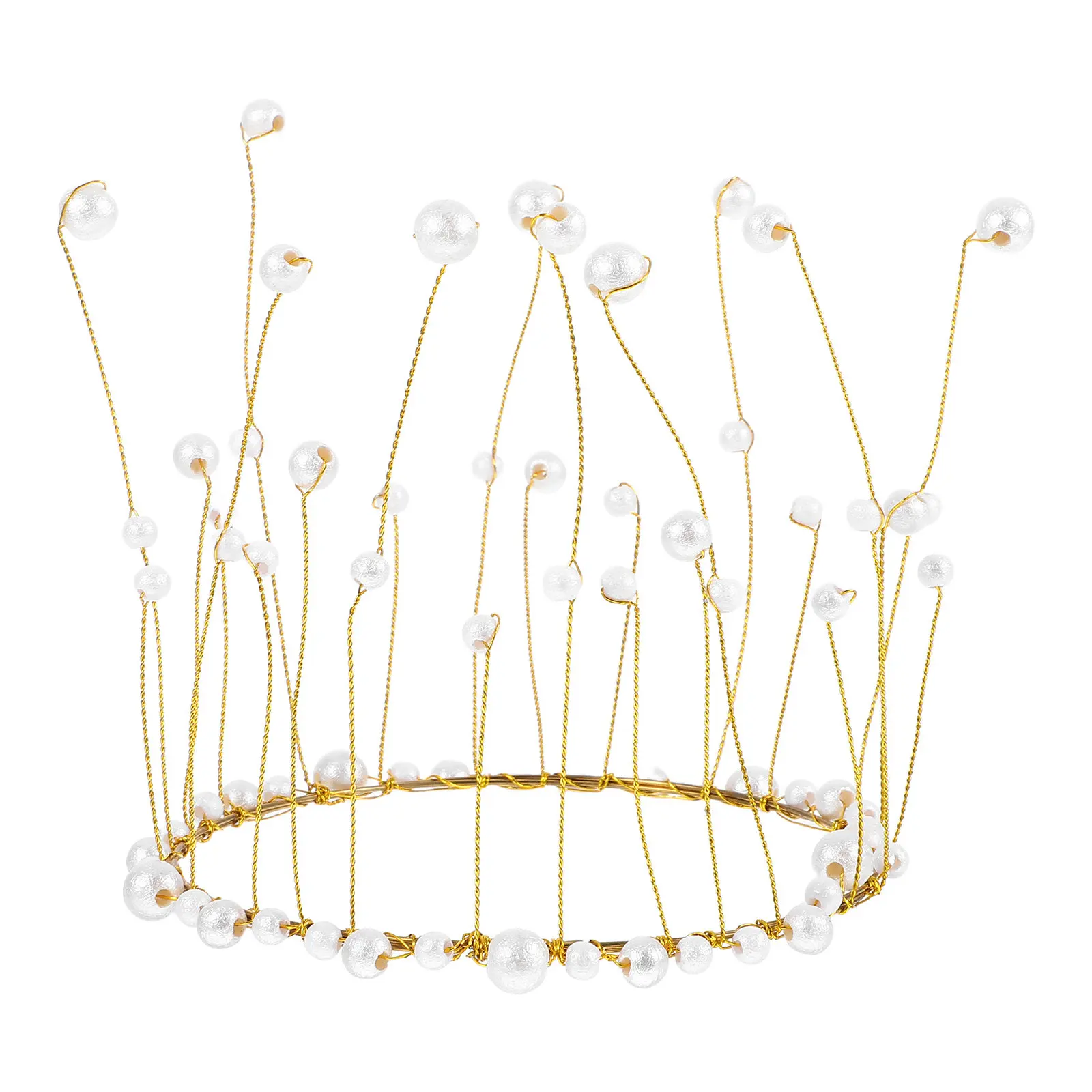 Pearl Crown Cake Decoration Exquisite Color Copper Wire Craft Cake Topper Beauty Pageant Birthday Wedding Crown Ornaments