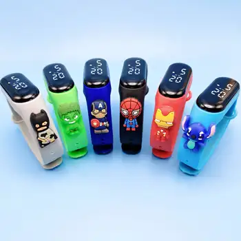漫威兒童卡通時尚手錶電子數位LED顯示手錶防水節慶禮物兒童手錶 10 最佳銷售 超人手錶 - №8
