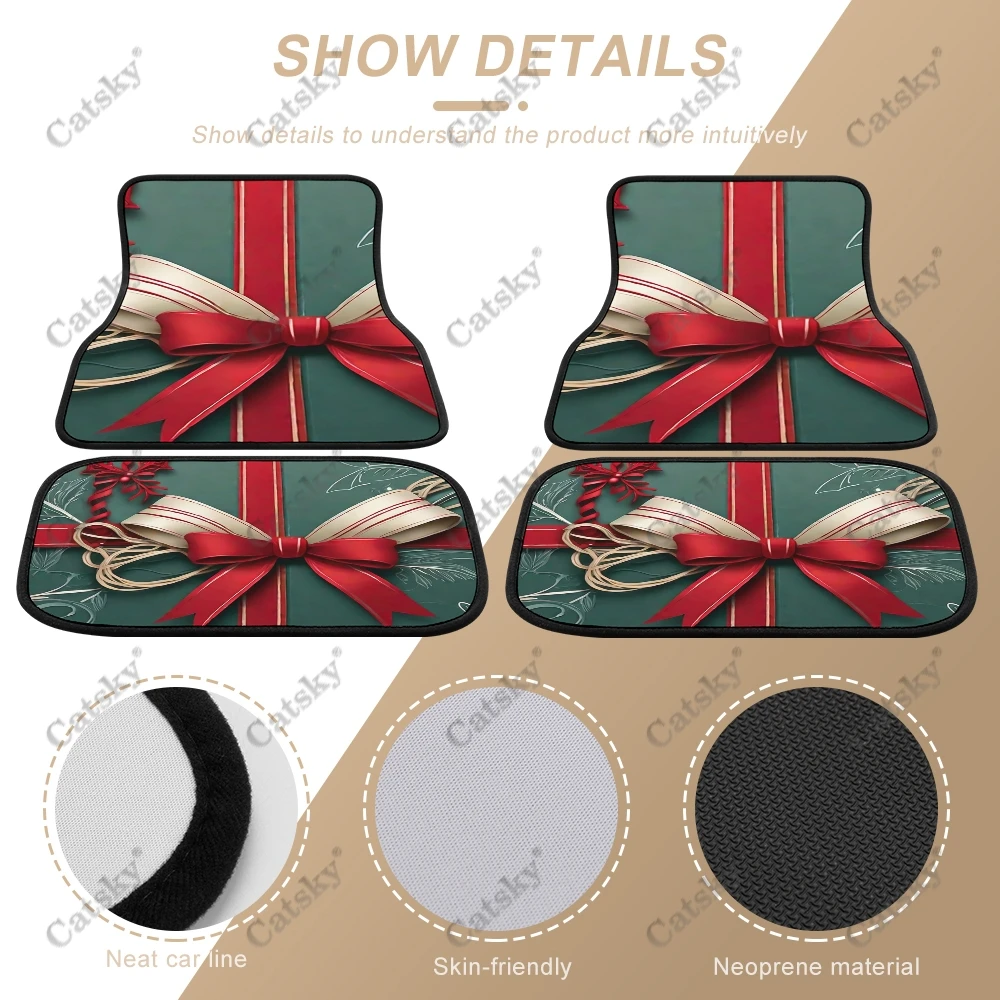 Festive Holiday Art Car Auto Floor Mats Carpet, 4PCS Customized Cars Mat All Weather Automotive Vehicle Pad Stylish