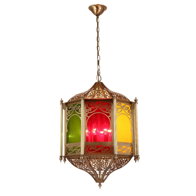 Moroccan copper led living room copper lamp, retro Arabic style dining room bedroom hanging lamp