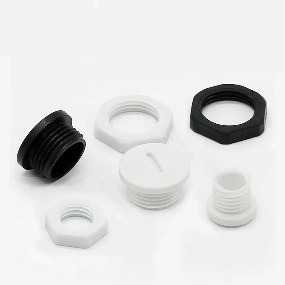 Metric M Plastic Waterproof Plug Thread Pipe Fitting End Cap Plug Nylon Gland Seal Masking Parts with Gasket M12-M32