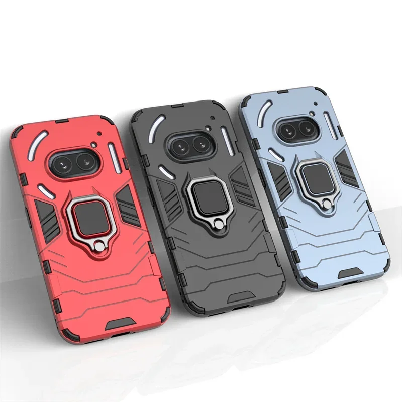 Luxury Ring Armor Case For Nothing Phone 2a 2 1 Protective Cover Shockproof With Magnetic Bracket Kickstand Coque Fundas Capa