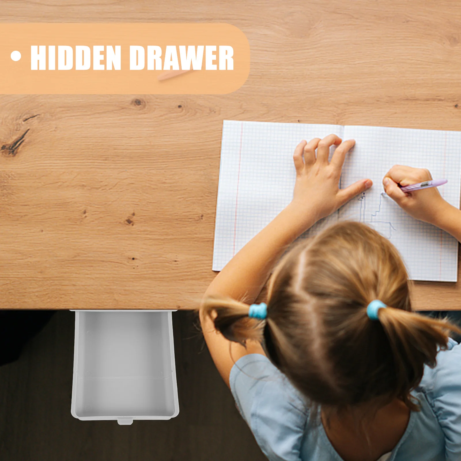 

Under Desk Organizer Nail-Free Adhesive Hidden Storage Drawer Multi-Function Under for Office Study Kitchen Desktop