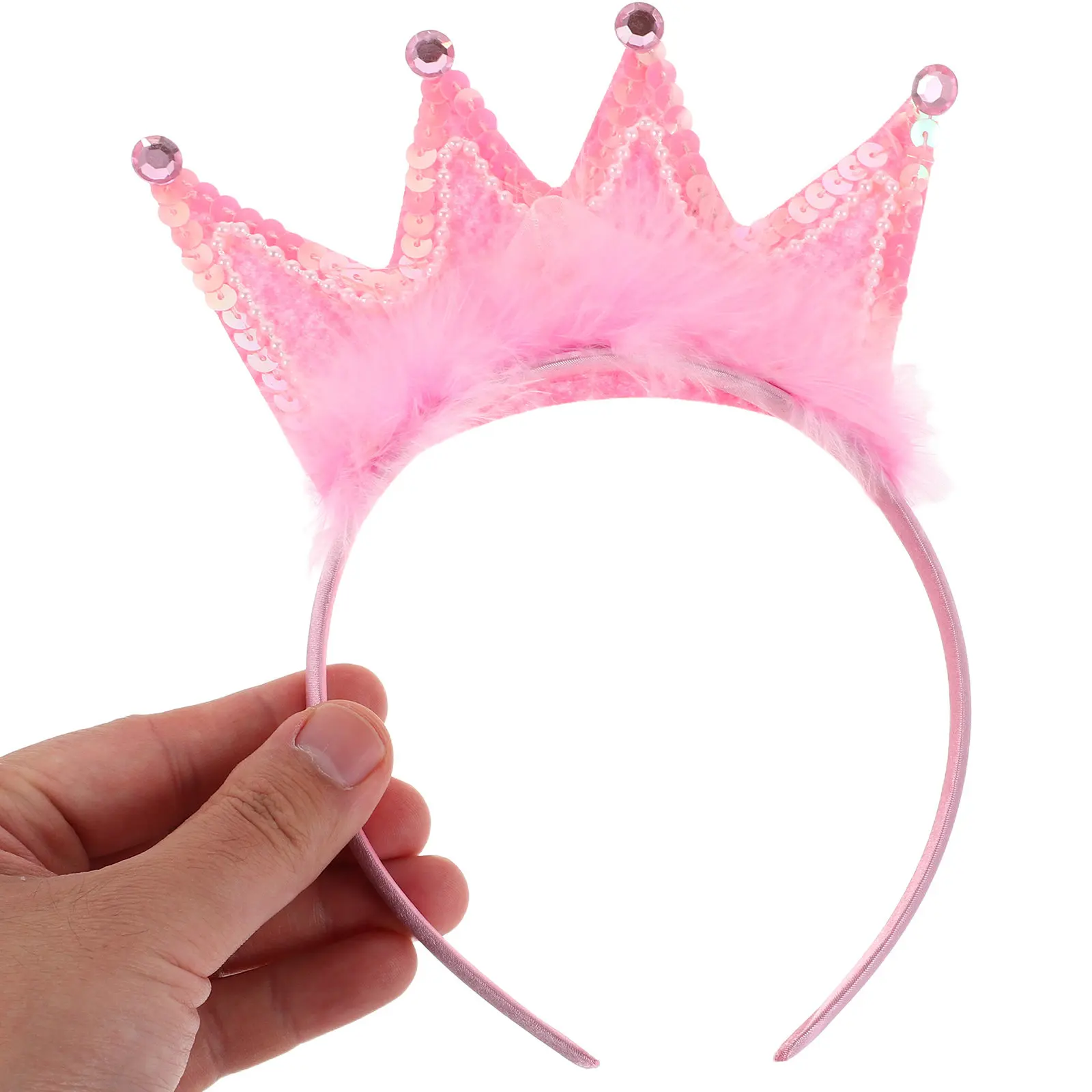 Girls' Crown Headbands for Dress-Up – Princess Costume Headwear with Rosy Wand
