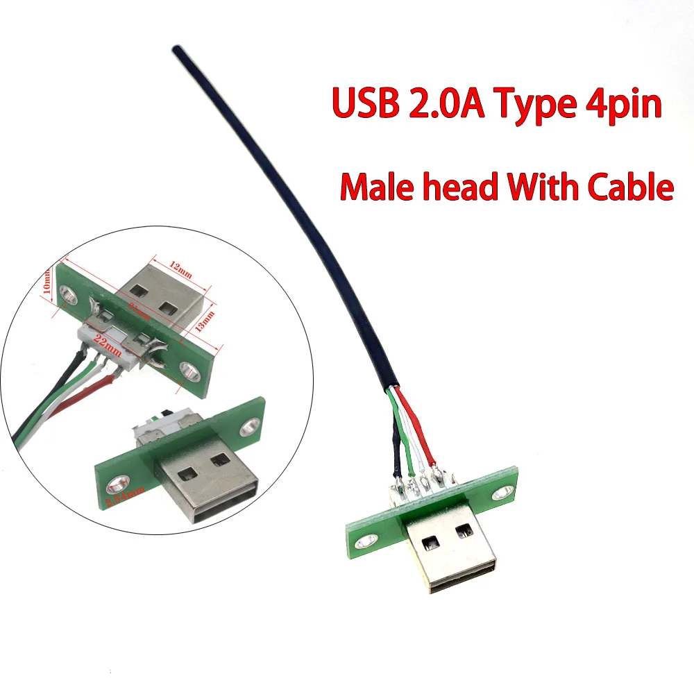 4pin USB 2.0 A male plug with forward and reverse insertion charging data DIY 4pin Type-C female socket with wire 3A current 4pi