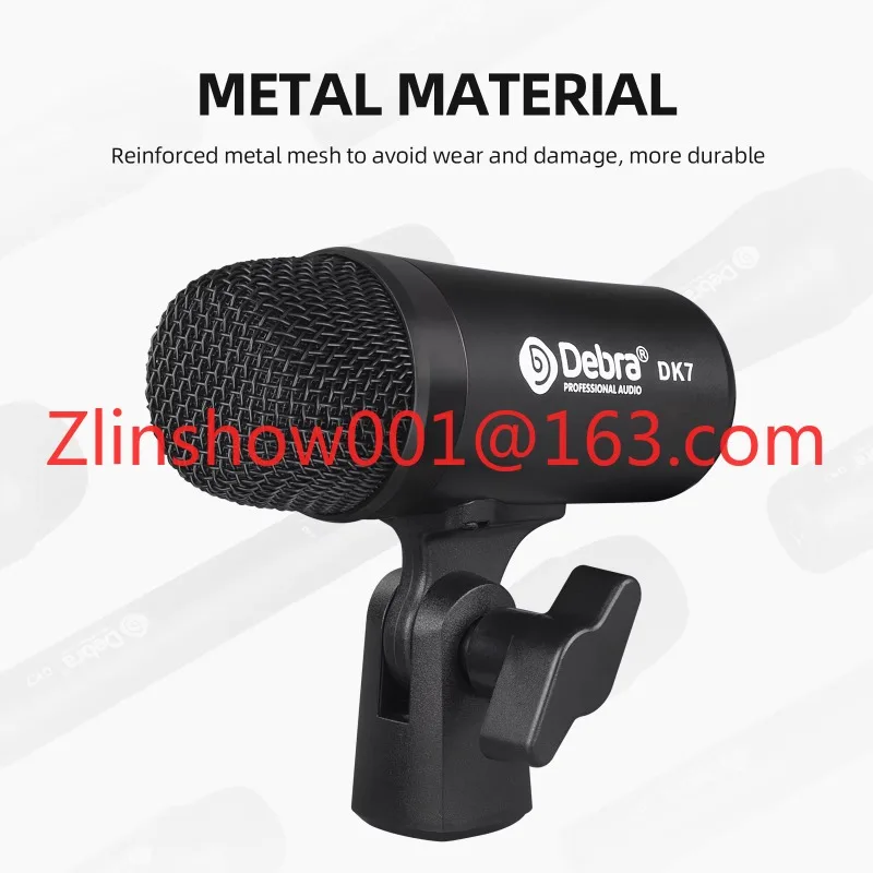 Wired Drum Microphone Kit Cardioid Polar Pattern for Bass Snare Tom/Cymbals for Drums and Vocals