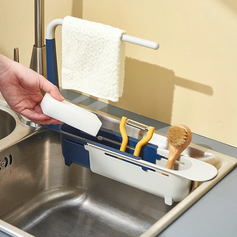Adjustable Sink Shelf Kitchen Sinks Organizer Soap Sponge Holder Sink Drain Rack Storage Basket Kitchen Gadgets Accessories Tool