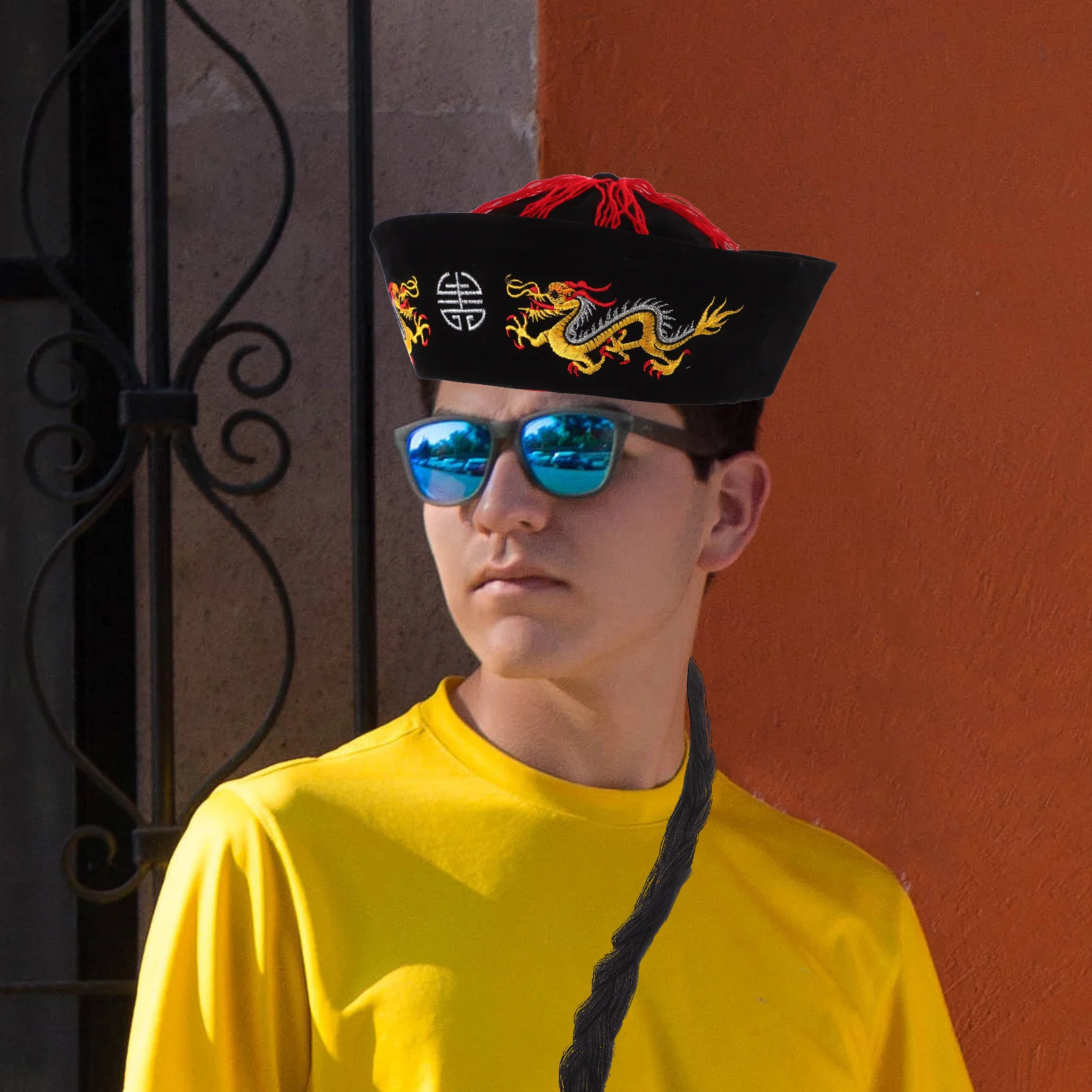 

Traditional Chinese Usaba Hat Brocade Fabric Cosplay Headwear for Adults Costume Prop Performance Role Play Royal Court