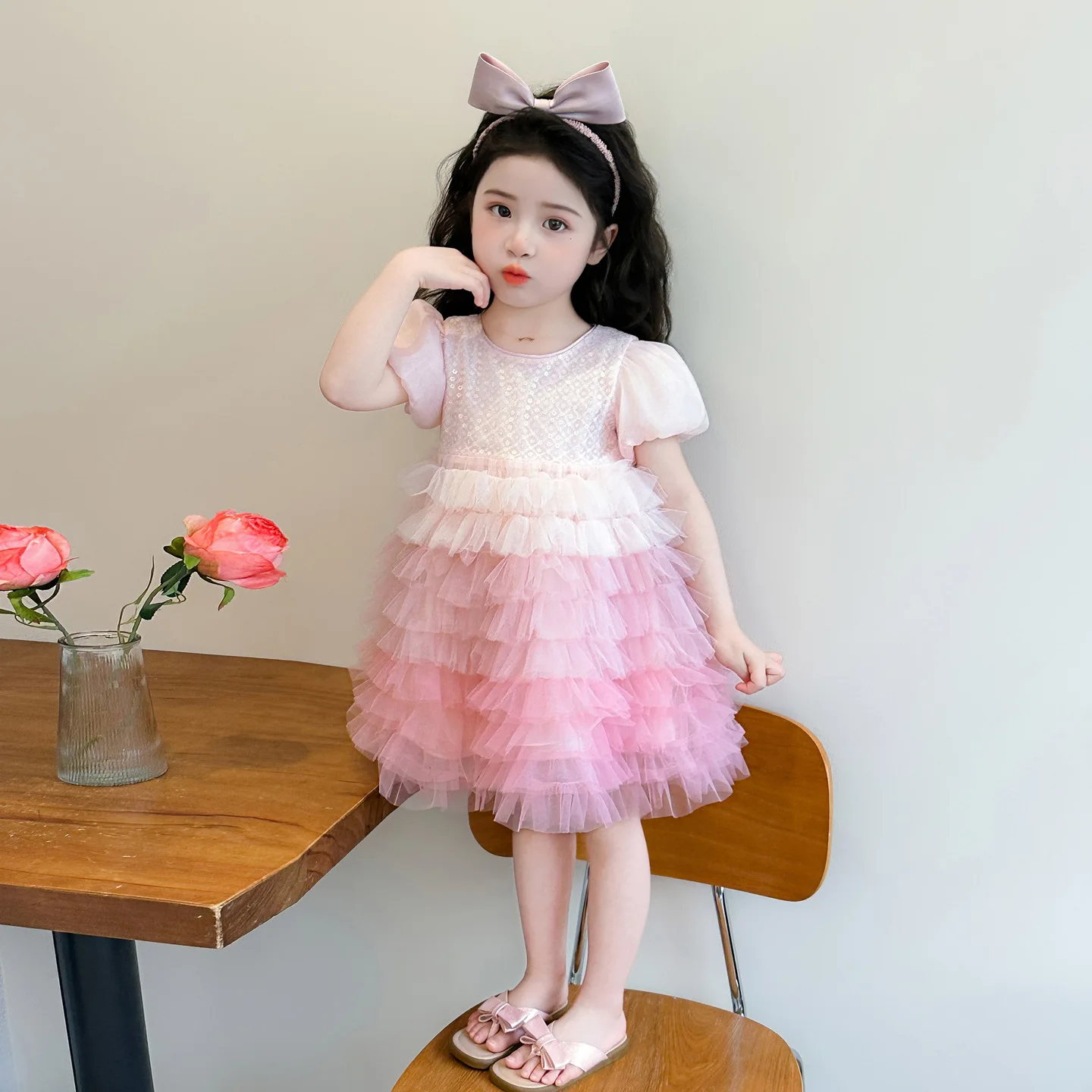 Girls' Dress Summer 2026 New Fashionable Baby Lotus Pong Children's Birthday Summer Princess Dress