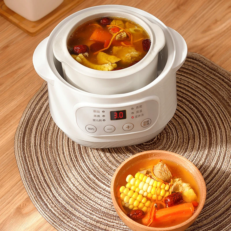 200W Electric Slow Cooker Stew Cup Multicooker Food Steamer Ceramic Pot Cubilose Stew Pregnant Tonic Baby Supplement Food Warmer