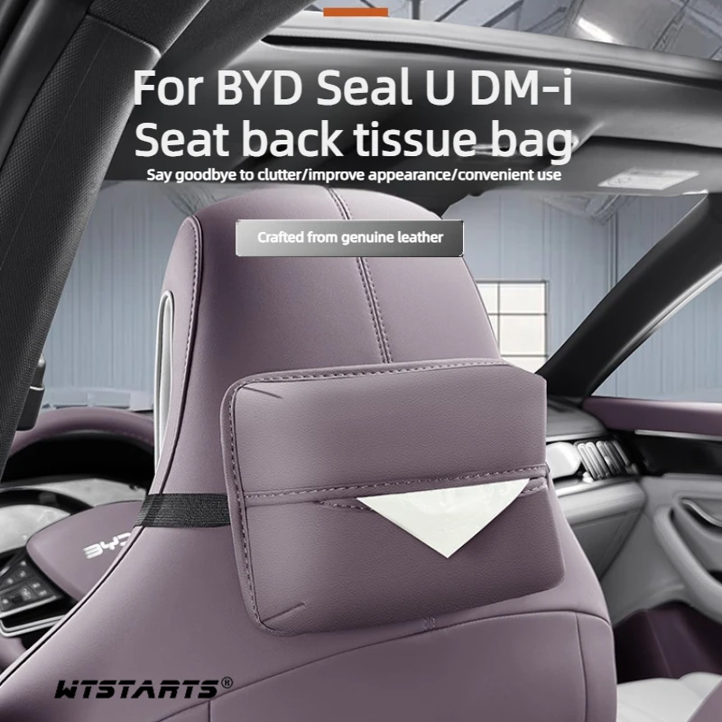For BYD Seal U DM-i 2020-2025 Car Organizer Backseat Tissue Box, Space Saver Storage Bag Car Accessories, Easy Installation