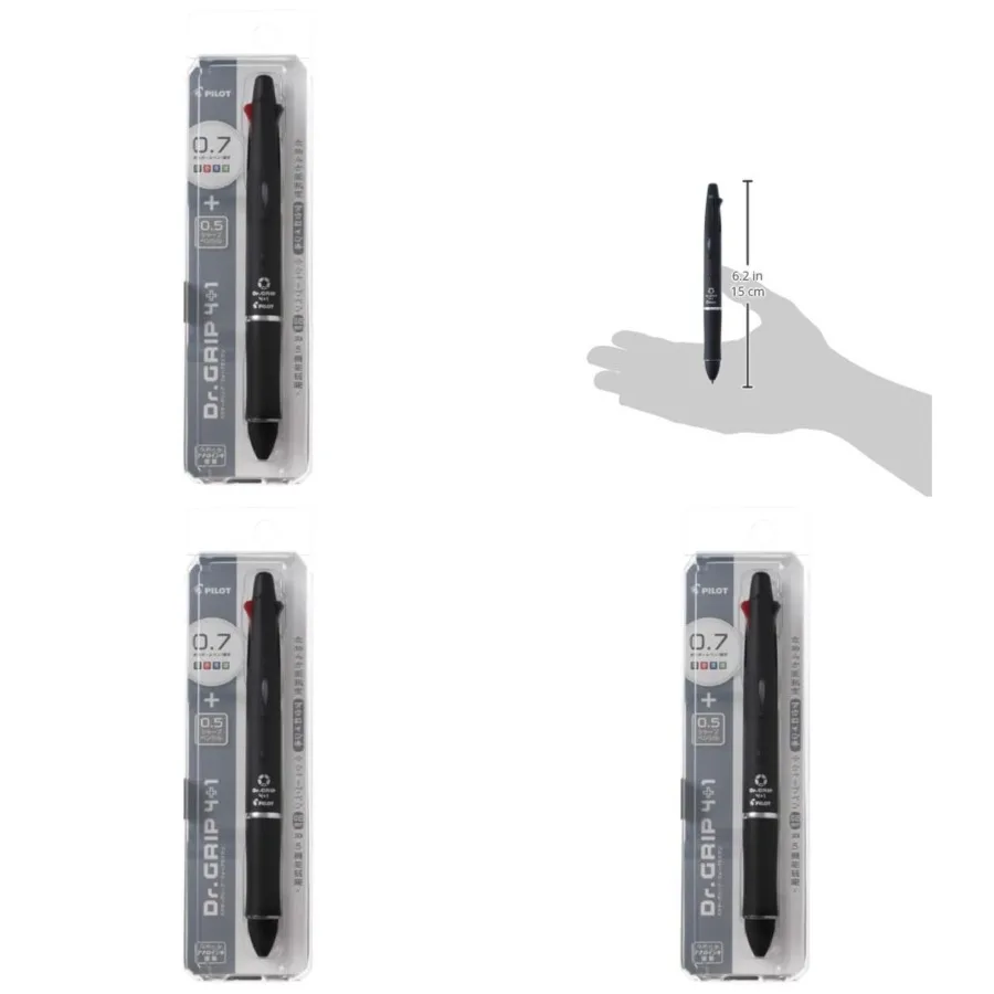 

Пилот Доктор. Ручка 4 + 1, 4 цвета, шариковая ручка 0,7 мм, механический карандаш 0,5 мм — черный корпус BKHDF1SFN-B для офиса и школы U