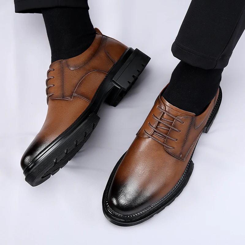 Zapatos formales de cuero para hombre, calzado de diseño minimalista a la moda para boda, fiesta al aire libre, Trabajo, Oficina, ocio, negocios, novedad