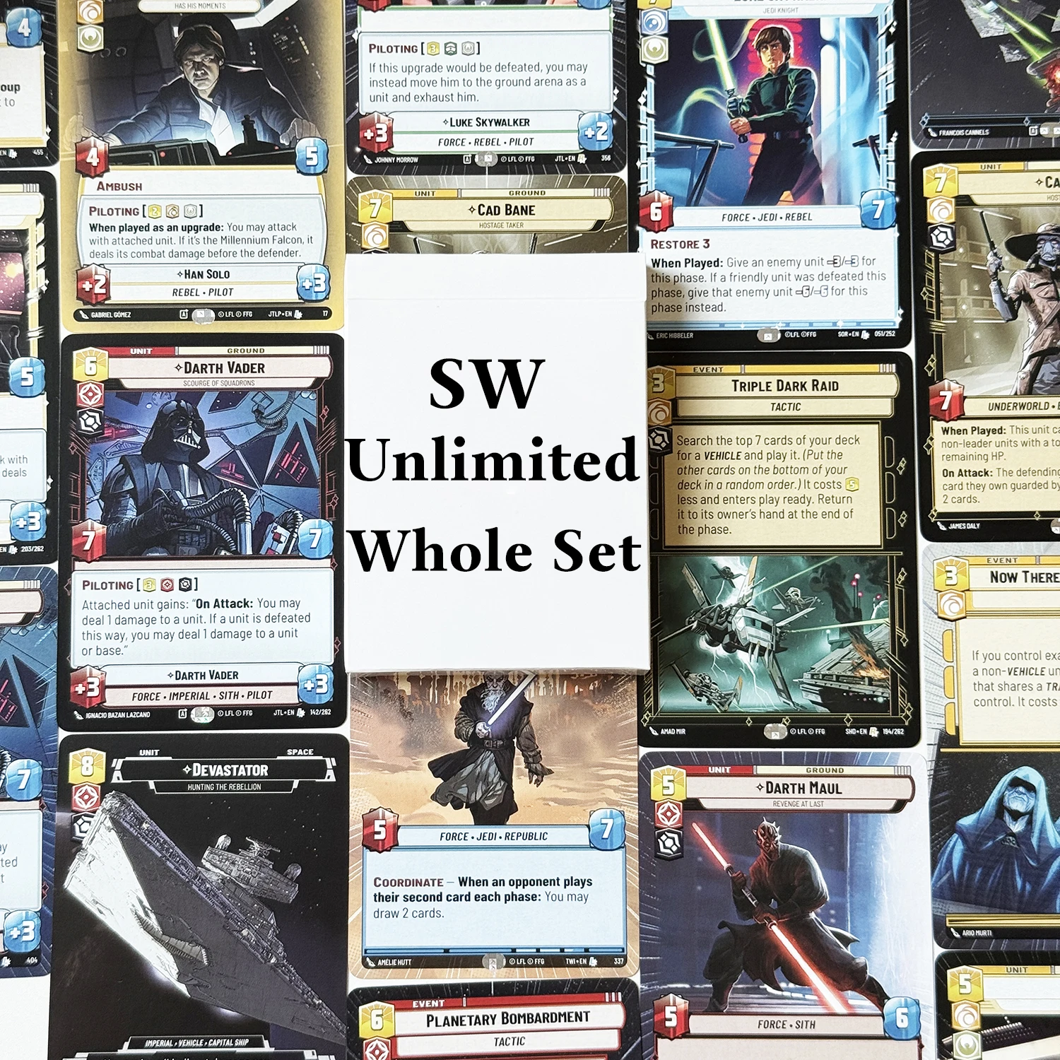 

Whole Set SW Unlimited 36 Cards TCG TWI/JTL/SOR/JTLP/SHD Proxy Trading Cards Darth Vader/Luke Skywaler/Cad Bane/Board Game Cards
