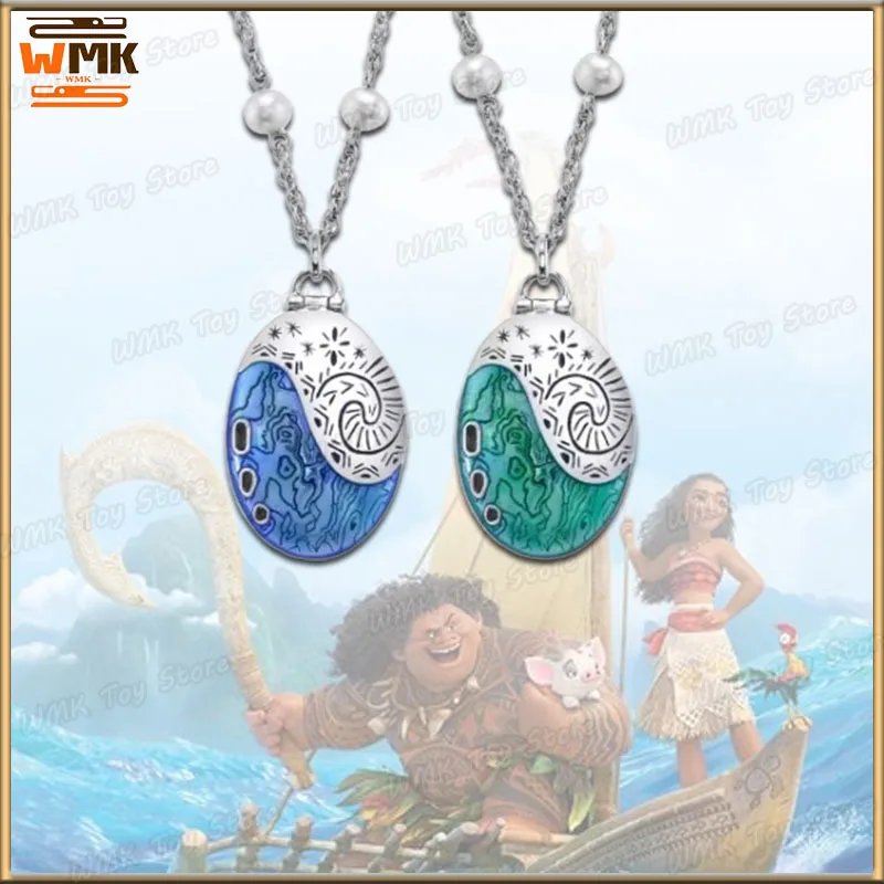 Miniso Moana2 Movie Peripheral Creative Cartoon Ocean Shape Necklace Accessories Green Blue Openable Pendant Custom Girl Gifts