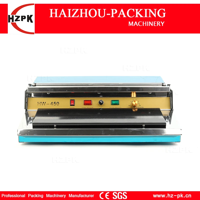 HZPK Food Saver Simple Hand Wrapper Manual Wrapping Machine Use Fresh Plastic Film Wrapper Packing Machine Small Packer HW-450