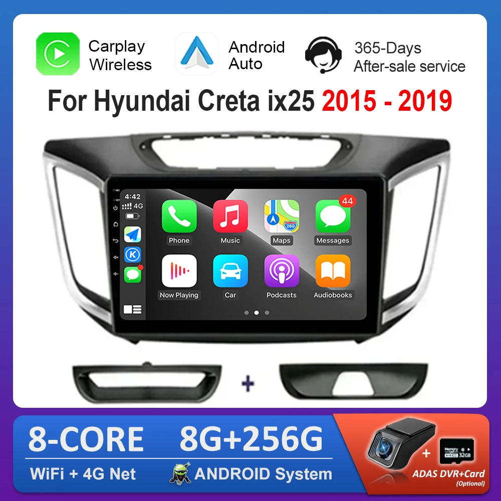 10 '' for Hyundai Creta ix25 2015 - 2019 Carplay Car Radio Multimedia Player GPS Navigation Android OS 4G WiFi Split Screen BT