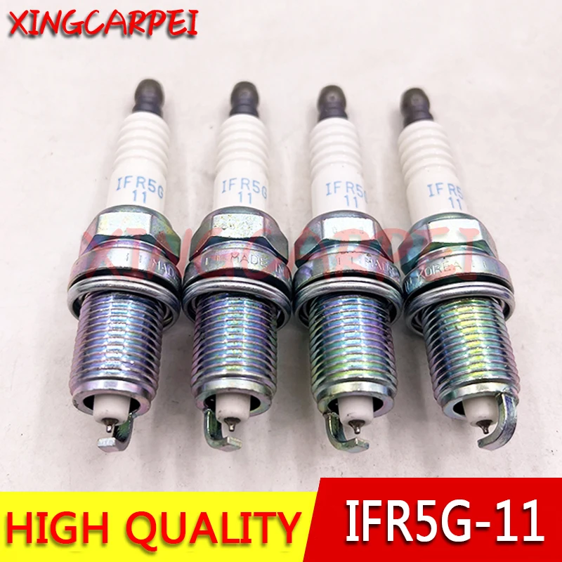 4PCS 27410-23700 IFR5G11 Iridium Spark Plug For Hyundai Kia Santa Fe Elantra Sonata IX55 Tucson Coupe II 2002-2009 27410 23700