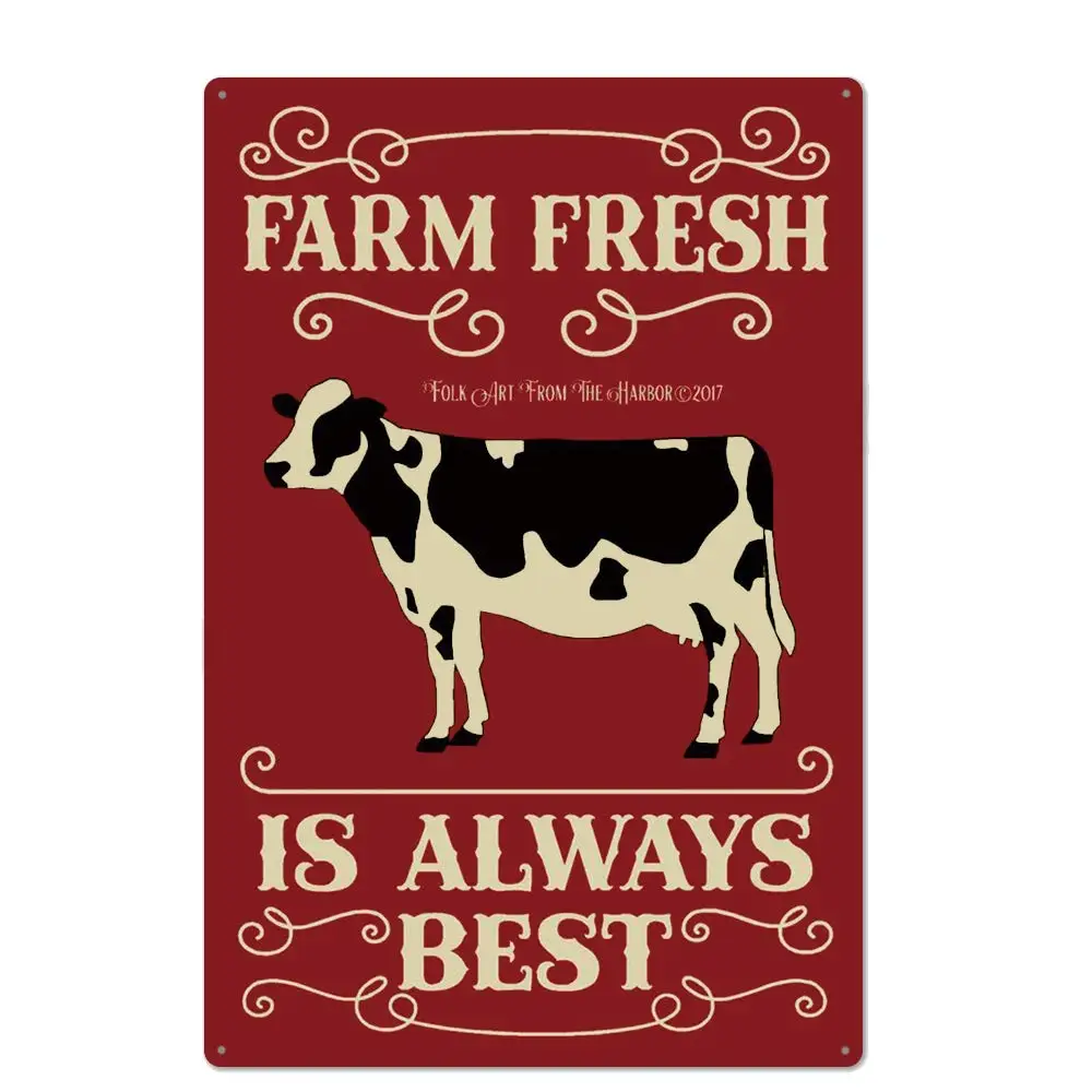 

Retro Design Farm Fresh Beef is Always Best Tin Metal Signs Wall Art | Thick Tinplate Print Poster Wall Decoration