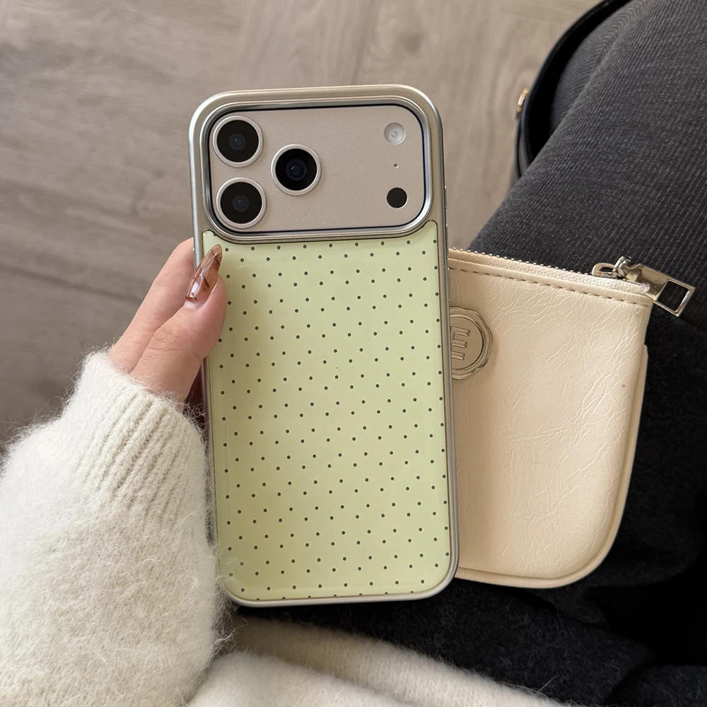 Koreanische INS Polka-Dot-Muster, galvanisierte Silber-Handyhülle für iPhone 17 Promax 18 13 14 15 16 Pro Max, stoßfeste Schutzhülle Funda – Detail 17