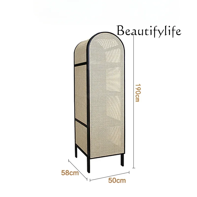 

small apartment bedroom homestay simple wardrobe Nordic medieval style solid wood modern rattan