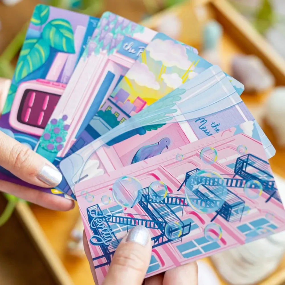 

10.3*6cm The City of Dreams Oracle Deck 35 Pcs Cards A Sweet and Supportive Collection of Hand-illustrated Pastel Scenes