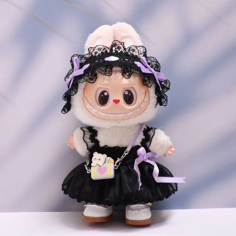 Solo vestire 1°/2°/3° Labubu Ciondolo Abiti per bambole Fiocco in pizzo Abito in tulle Moda Labubu Accessori di abbigliamento