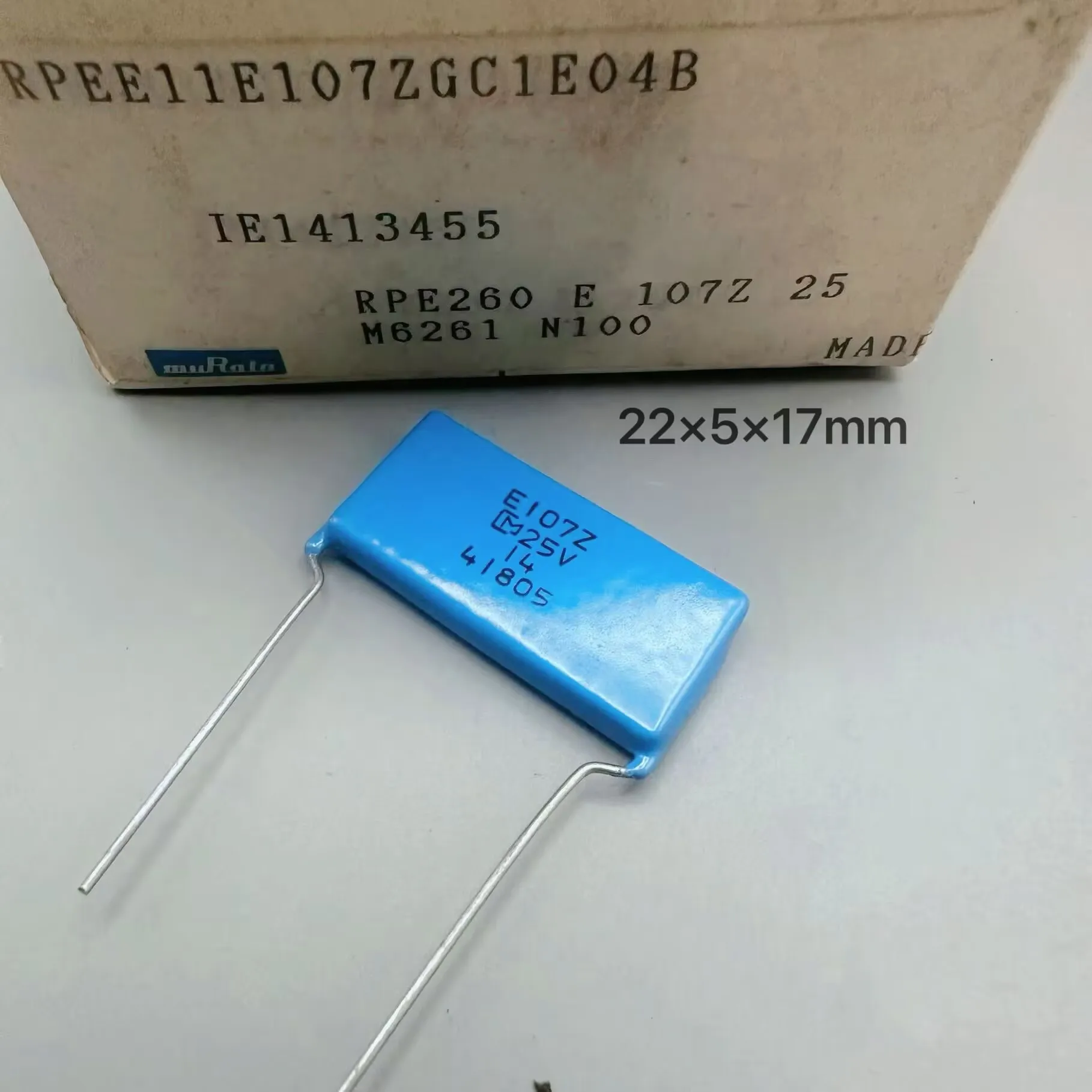 1 Pc/lot Kapasitor Monolitik Keramik Asli 25V 100UF 107Z RPEE11E107ZGC1E04B 22x5x17mm