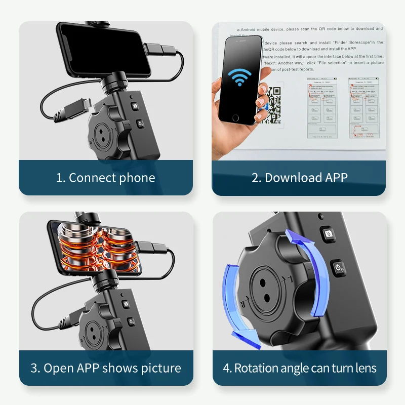 Imagem -04 - Câmera Endoscópio Articulação Industrial Boroscópio de Inspeção de Reparação Automóvel Led 2-way Rotary Ios Android 85 mm