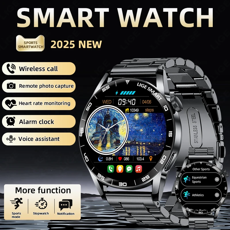 

2026 New Mens Smart Watch 360 * 360 Bluetooth Call Smartwatch AMOLED Screen GPS Smart Watches NFC Waterproof Smart Watch for Men