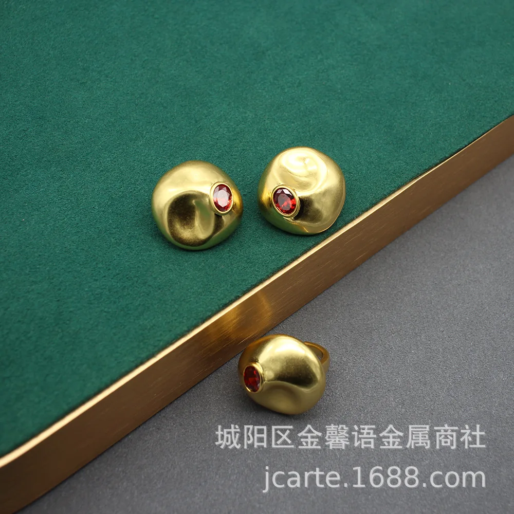 

Винтажные модные ювелирные изделия, серьги и комплект колец с нестандартным гранатом и цирконом, потертое открытое кольцо