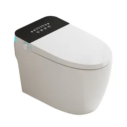 Smart Toilet without Water Pressure,Fully Automatic Luxury Multifunction Flip Integrated Instant Heating Voice WC with Remote