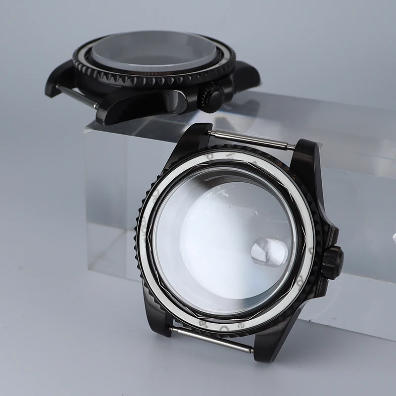 200M Diving 40mm Black Watch Case For SUB GMT Seiko NH35 NH36 NH34 NH38 Miyota 8215 ETA 2824 Movement Sapphire Glass 120 clicks