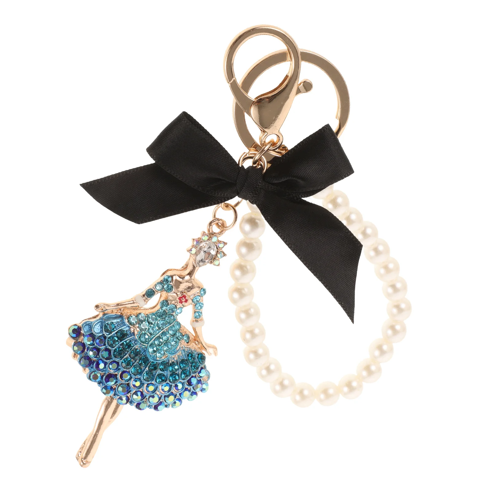

Pearl Keychain Chains Ballet Rhinestone Imitation Pearls Gifts Accessories Decorative Pendant Backpack Purse Charm