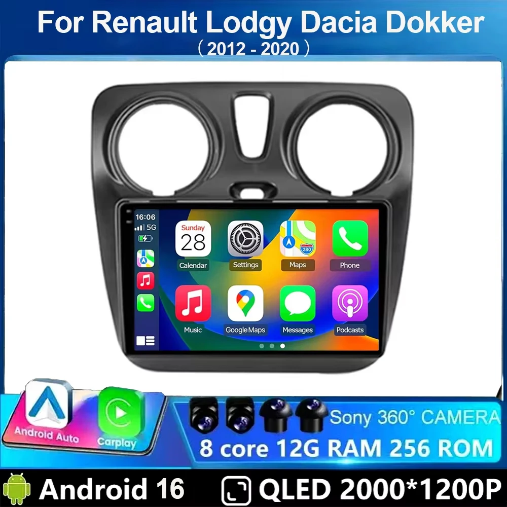 Car Radio For Renault Lodgy Dacia Dokker 2012-2020 Autoradio 8Core wifi gps Car Video Multimedia Automotive Carplay Android Auto