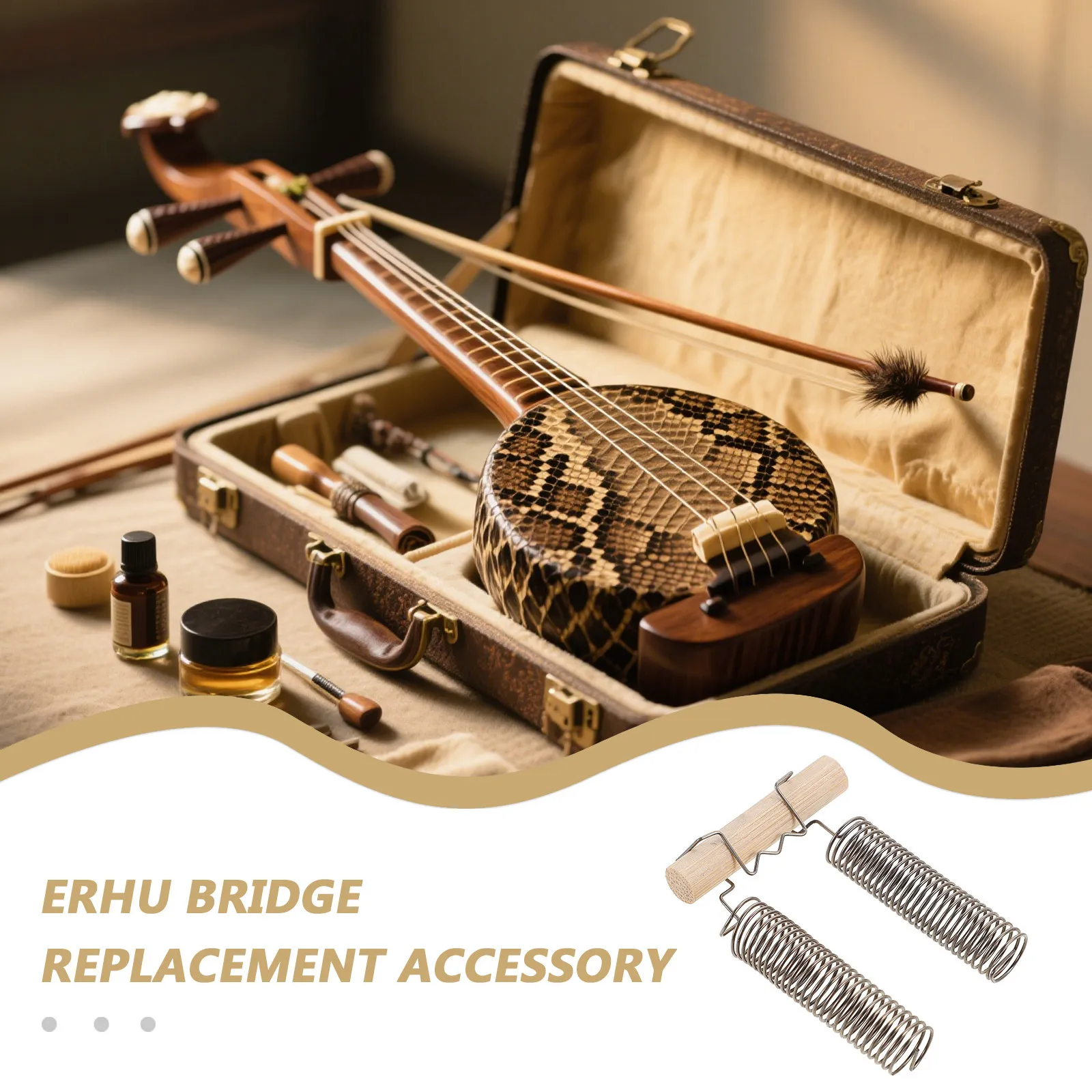 Erhu Metal Spring Bridge with Bamboo Base for Better Resonance, Clarity & Loud Sound – Practice & Stage Use