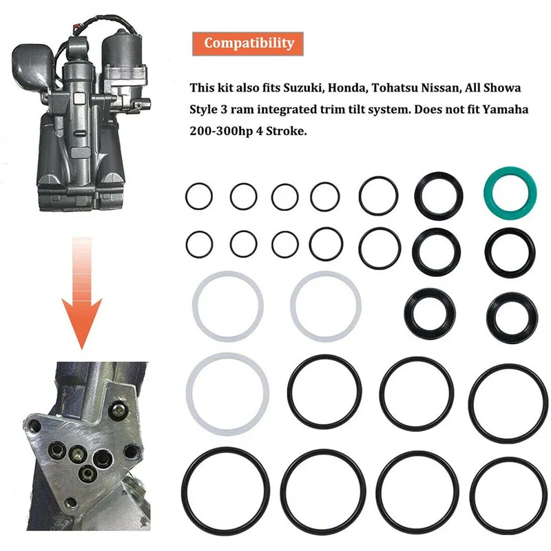 YMT Trim Tilt Cap Cylinder Seal Kit 1997 & Up 115225FS Fast Strike Power for Yamaha Boat Power Units 115HP 150HP 175HP 200HP