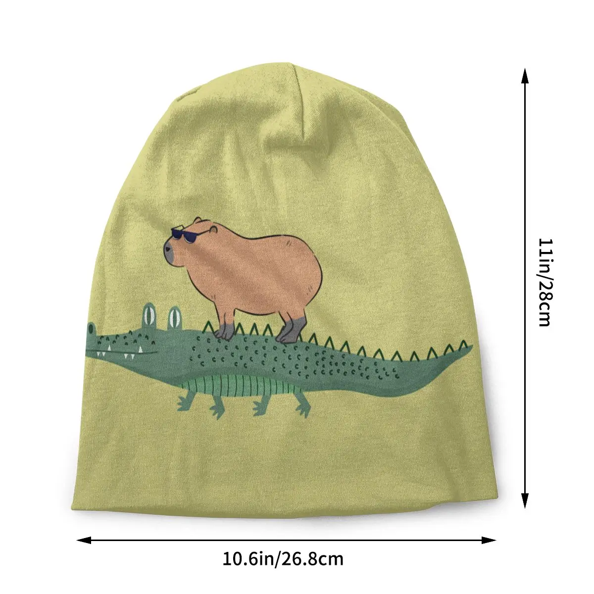 Riding On A Crocodile Jungle Background Capybara Washed Thin Bonnet Outdoor Street Skullies Beanies Men Women Hats