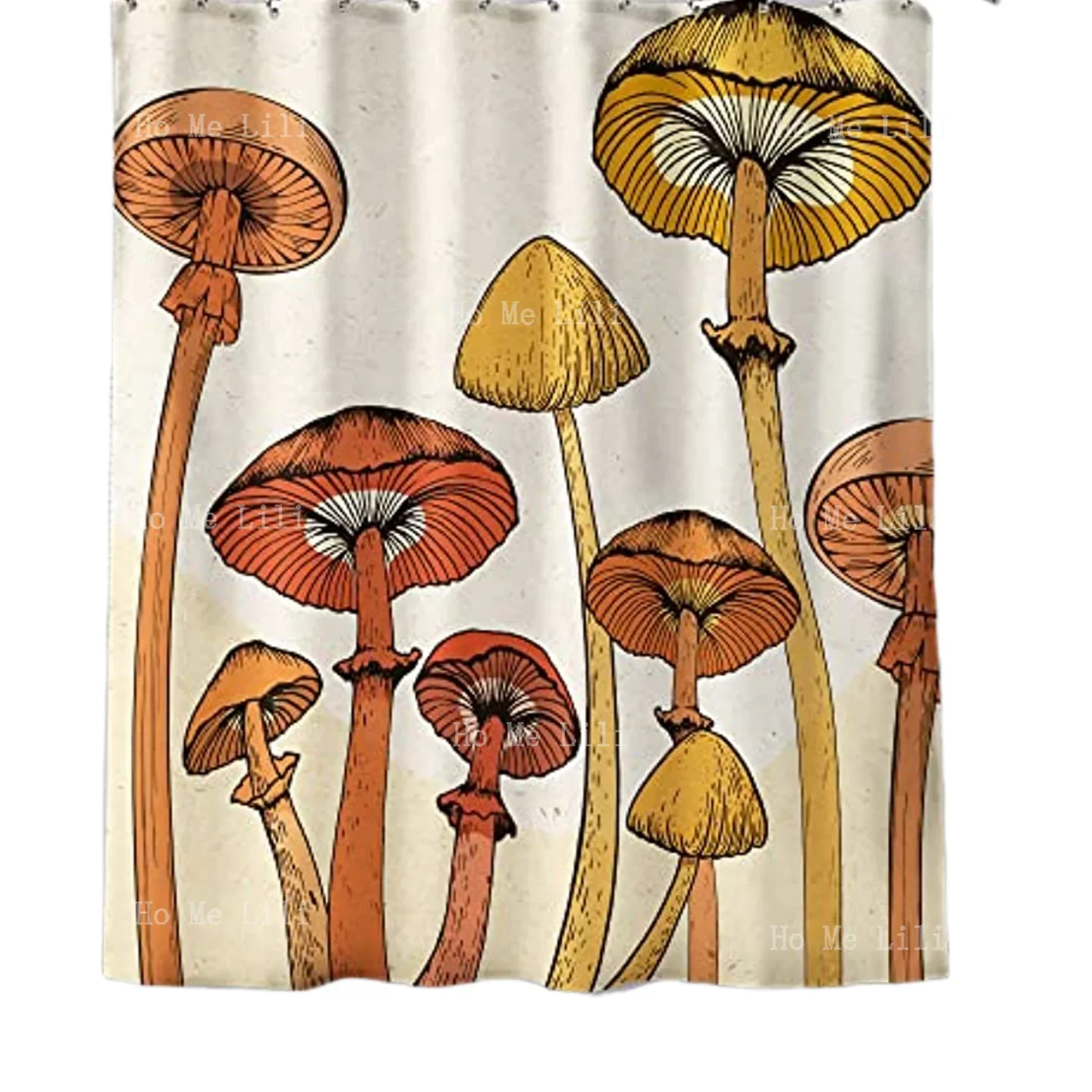 Mushrooms Retro Magic Bohemian Cute Abstract Art Wild Fungi Interesting Natural Plants Medieval Orange