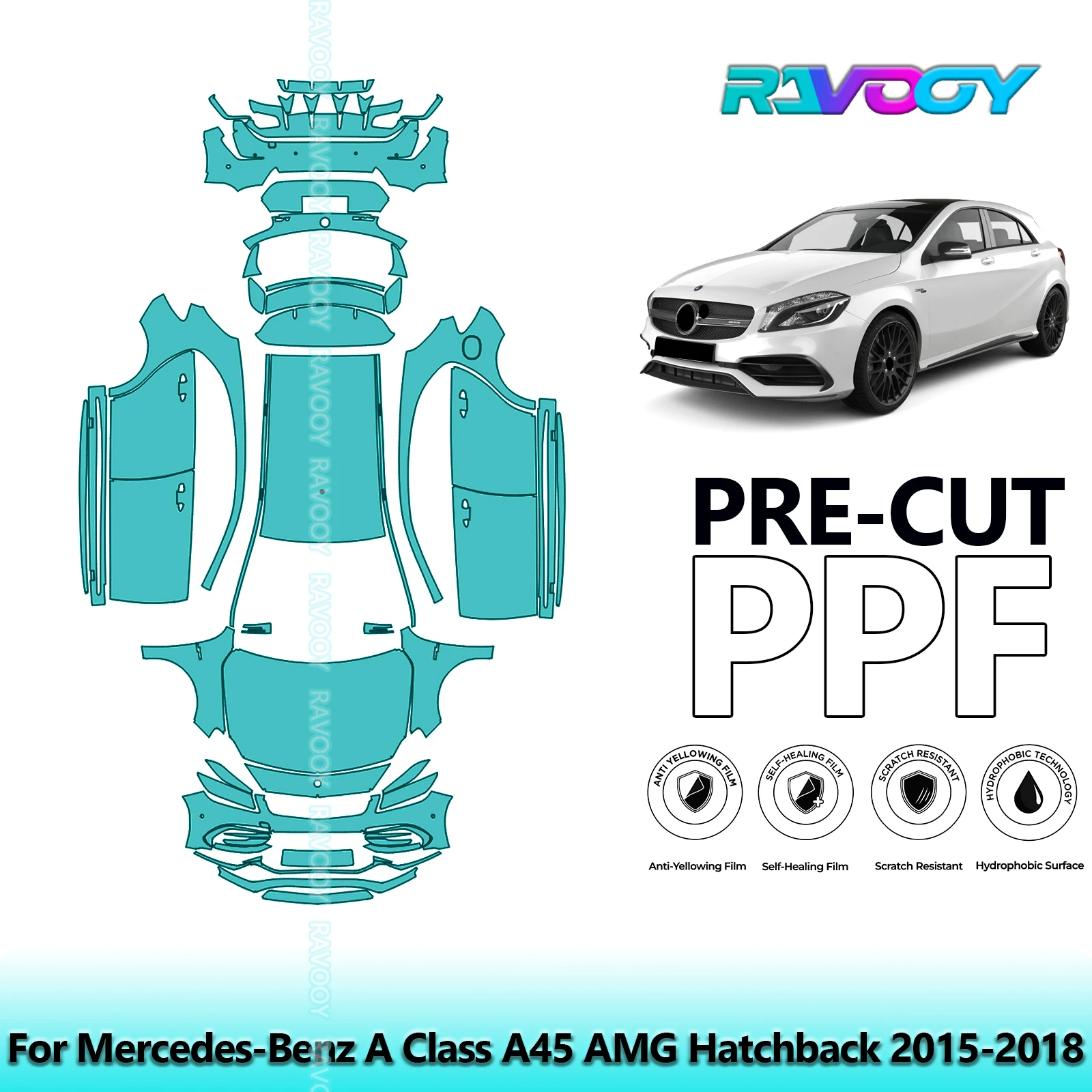 

Full Vehicle Clear Bra Precut PPF Paint Protection Film For Mercedes-Benz A Class A45 AMG Hatchback 2015-2018