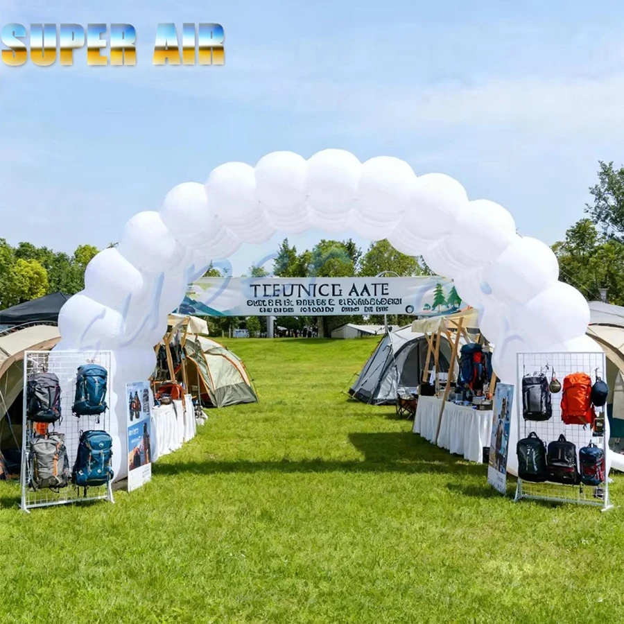 Bela decoração de show de comércio ao ar livre inflável arco iglu decoração arco inflável em forma de nuvem branca