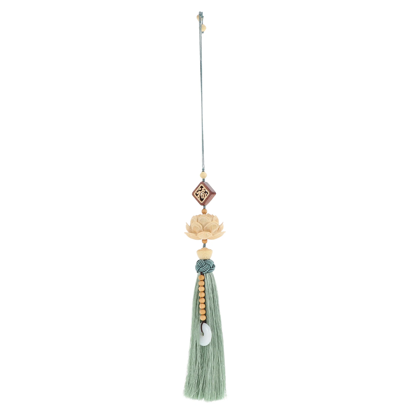 

Rear View Mirror Pendant Car Accessories Green Hanging Decor Lotus Tassel Home Garden Party Wedding Office Balcony Car Mirror