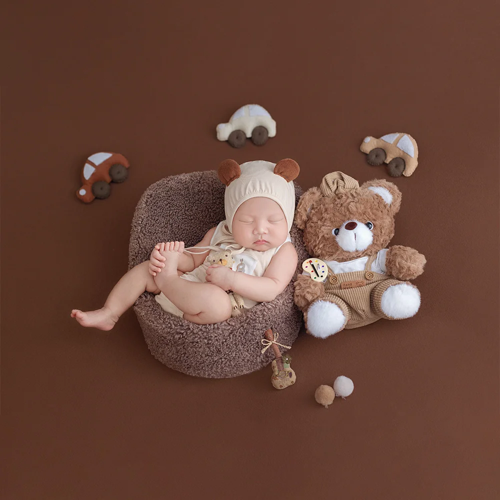 set-per-foto-di-traguardi-del-bambino-outfit-per-fotografia-neonatale-tutina-cappello-orsetto-accessori-orsetto-in-peluche-decorazione-auto-in-feltro-per-servizi-fotografici-in-studio