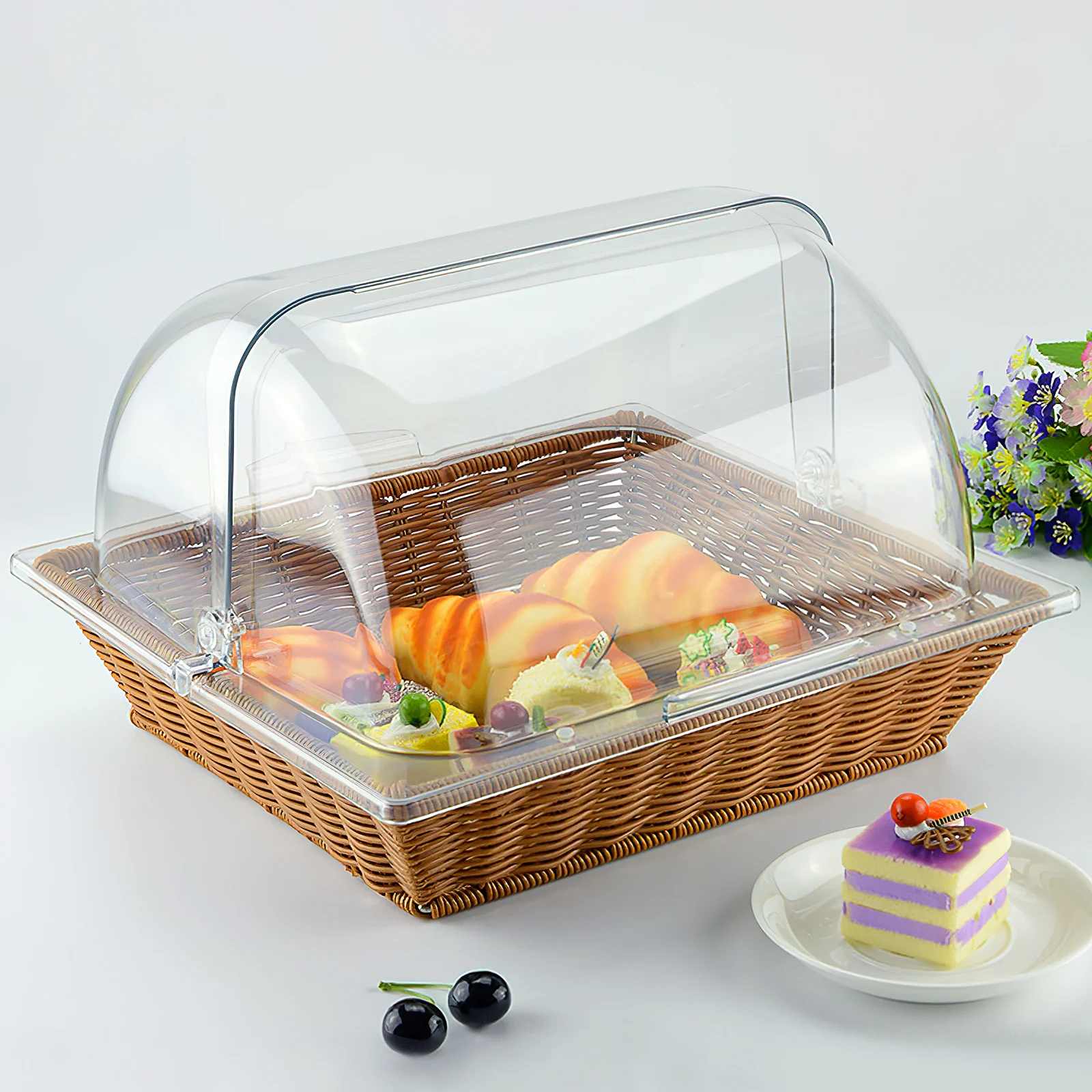 

1pc Clear Acrylic Cake Dome Cover For Pastry Dessert Bread Dust Proof Food Display Case With Lid Baking Showcase Container