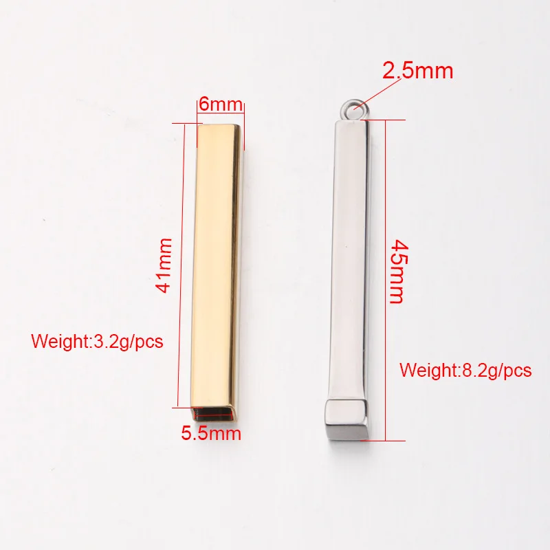 Stainless Steel Hidden Message Slider Bar Pendant Blank Metal Hidden Rectangle Pendants For Necklace Mirror Polished 10pcs