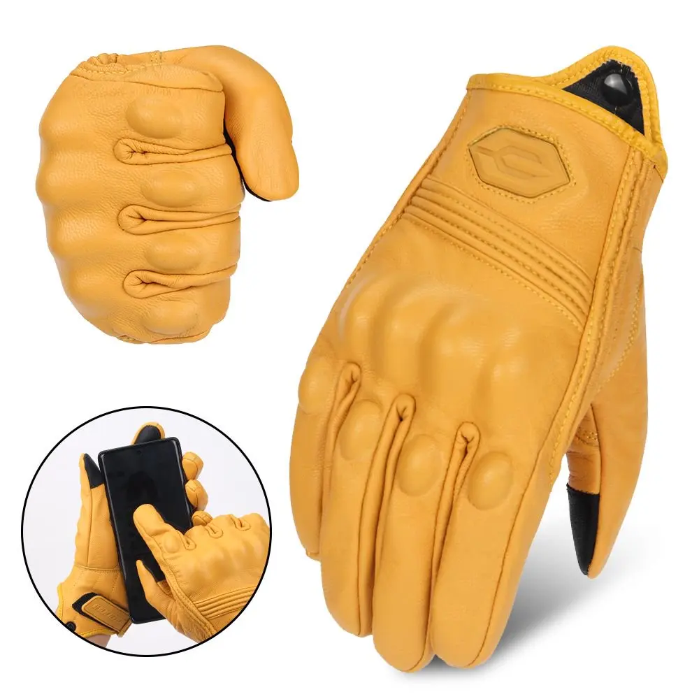 

Мужские мотоциклетные перчатки в стиле ретро, водонепроницаемые дышащие мото перчатки с полным пальцем, мотоциклетные перчатки для мотокросса, четыре сезона